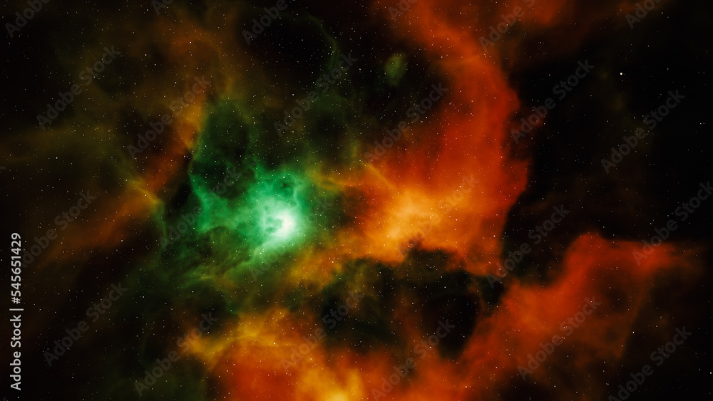 Wall mural colorful space background with nebula and stars. 3d rendering.