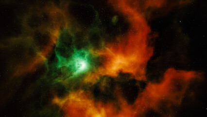 Colorful space background with nebula and stars. 3D rendering.