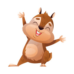 Fototapeta premium Funny Chipmunk Character with Cute Snout with Raised Paws Cheering Vector Illustration