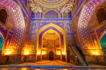 Registan mosaic pattern design background, Samarkand