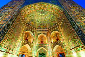 Fototapeta na wymiar Registan mosaic pattern design background, Samarkand