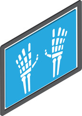 hand x ray illustration in 3D isometric style