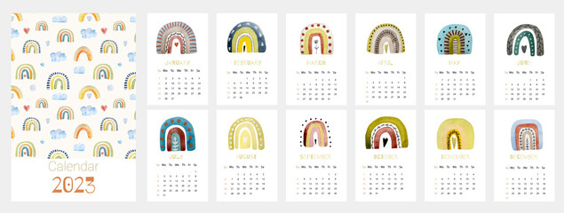 Calendar design for 2023 year - obrazy, fototapety, plakaty