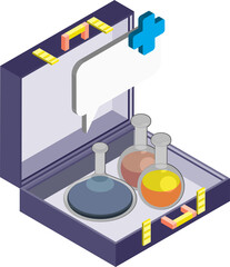 bag and hospital illustration in 3D isometric style