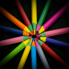 Fototapeta premium coloring wooden pencil in a circle