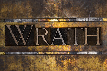 Wrath text with on grunge textured copper and gold background
