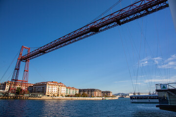 Fototapeta na wymiar Puente de Vizcaya, también conocido como Puente Bizkaia, Puente colgante, Puente de Portugalete, o Puente colgante de Portugalete