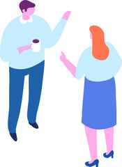 Cartoon isometric people talking