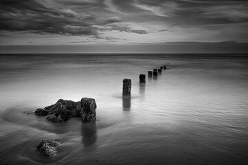 Summer evening evening on Youghal Strand B&W