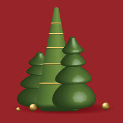 New 2023 Year is coming. Winter Season Holidays, Corporate Party Event Celebration Landing Page Template. Set of christmas 3d realistic icons. Vector illustration