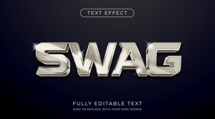 Silver Shinny text effect. Editable font style © Danhood