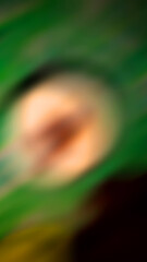 Abstract blurred background with green on most of the sides and a little brown in the middle.