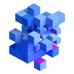 Fototapeta na wymiar Blue cubes, 3d render