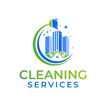 Cleaning Service house and building Logodesign template Vector illustration