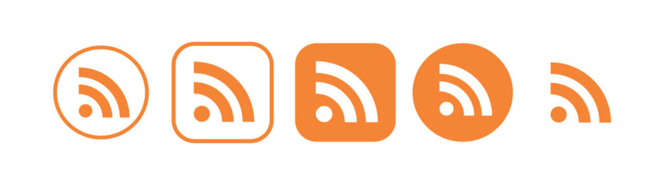 Set of vector rss social network icons on transparent background. EPS and PNG images.