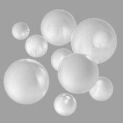 Abstract 3d metal steel ball, white and gray gradient color isolated background.