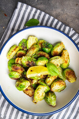 Brussel sprout grill vegetable fried meal food on the table copy space food background top