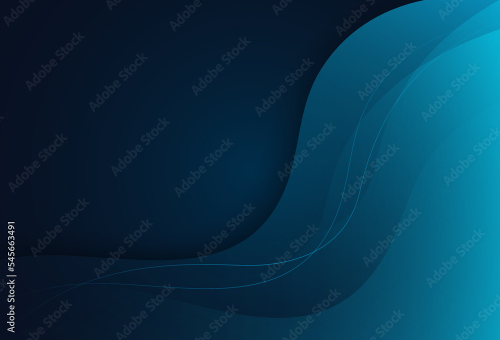 Wall mural abstract modern dark blue background with smooth waves. trendy simple blue gradient graphic. minimal