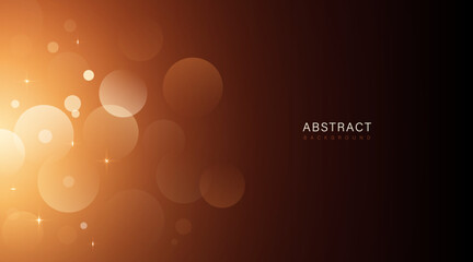 Abstract bokeh lights on dark background. Elegant bright gold bokeh design with light effect. Space for your text. Suit for poster, banner, brochure, cover, website, flyer. Vector illustration