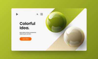 Bright postcard vector design illustration. Simple 3D spheres site screen template.