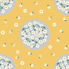 Beautiful floral pattern in small daisies. Ditsy print. Floral seamless background. Vintage template for fashion prints.