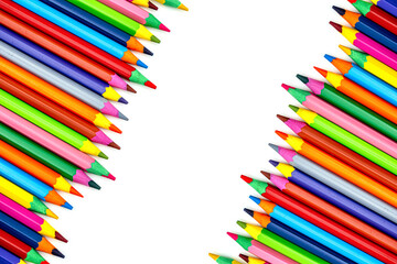 colored pencils on white background