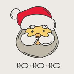 Doodle Santa Claus head icon. Christmas colorful