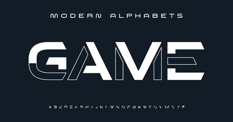 Sports modern tech font typography. MINIMAL vector typeface for a company. Modern gaming fonts for logo design.
