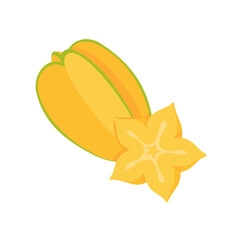Carambola vector. star shaped yellow fruit