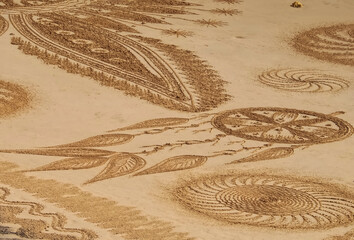 Beautiful beach mandala in Albufeira in Portugal Praia Maria Luisa