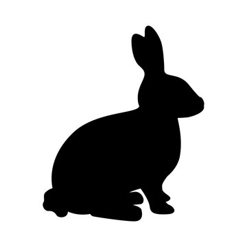Silhouette of rabbit isolated on white background