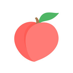 Peach vector. pink heart shaped peach healthy sweet fruit
