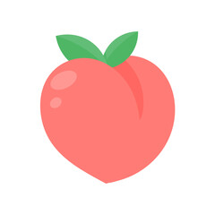 Peach vector. pink heart shaped peach healthy sweet fruit