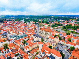 Naklejka na ściany i meble Regensburg city aerial panoramic view, Germany