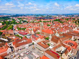 Fototapeta na wymiar Nuremberg old town aerial panoramic view