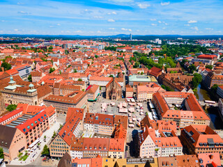 Naklejka na ściany i meble Nuremberg old town aerial panoramic view