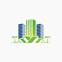 Fototapeta premium palm realestate logo template Vector illustration