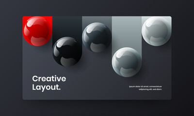 Modern poster design vector template. Premium 3D spheres postcard layout.