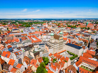 Naklejka na ściany i meble Augsburg old town aerial panoramic view