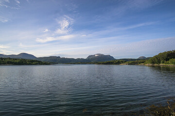 Landscape with lake and mountains