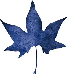 Fototapeta premium Blue watercolor leaf. Floral element for decoration, wedding invitations, posters, greeting cards.