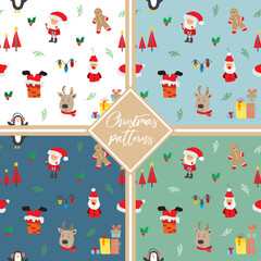 New Year and Christmas seamless pattern, hand drawn doodles Seamless Pattern. Background Vector Illustration