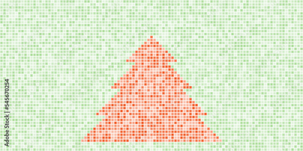 Aufkleber red pixelated christmas tree made of colorful pixels on green wide scale mosaic background - multi p