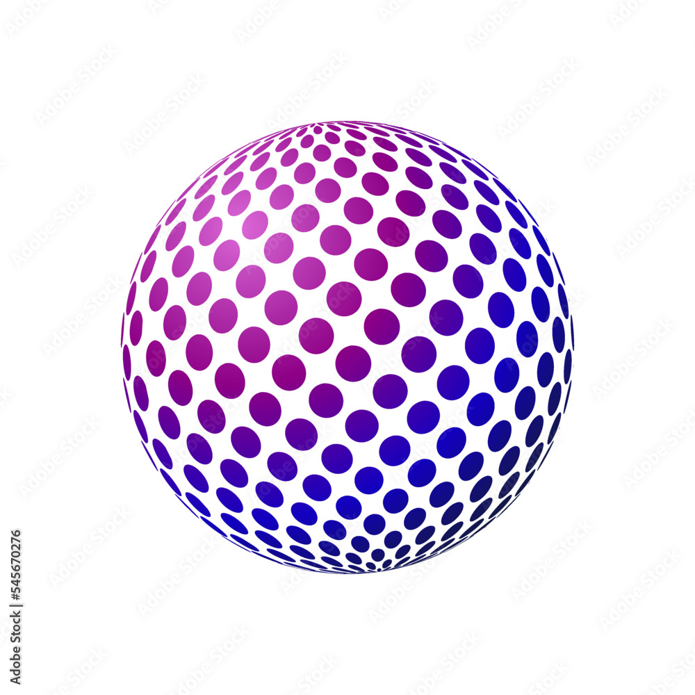 Poster purple lit digital globe design vector with bright spotted patterned surface - isolated on white bac