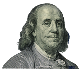  Portrait of Benjamin Franklin extracted from US banknotes
