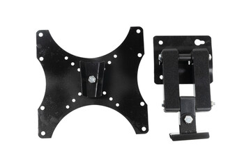 Black bracket for TV on a white background isolation