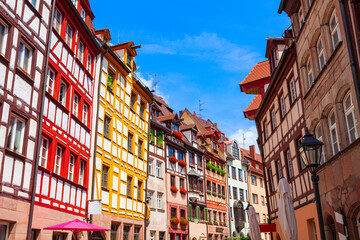 Obraz premium Weissgerbergasse street, Nuremberg old town, Bavaria