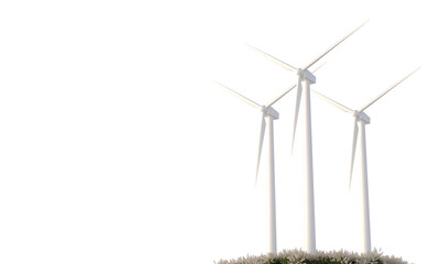 Fototapeta windmill on grass wind turbine on grass isolated  obraz