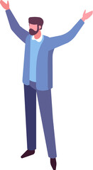 business man in suit isometric character