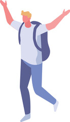 Isometric young man silhouette